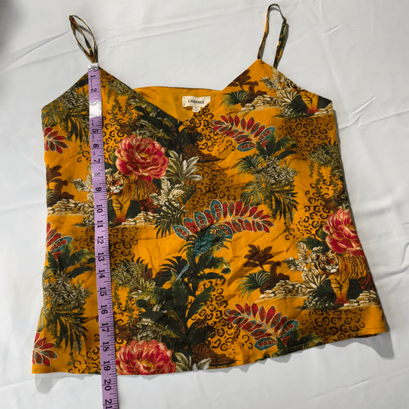 L'Agence Womens Jane Top in Tiger Floral Size Large Silk Cami Top Animal Print - Picture 3 of 7